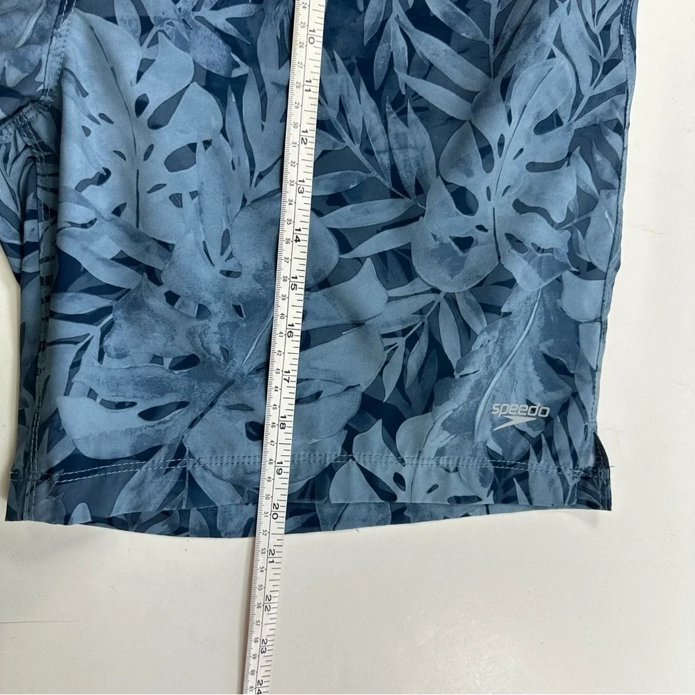 Speedo Men’s Hydro Volley Swim Trunks XL Lined Drawstring Blue Tropical Print